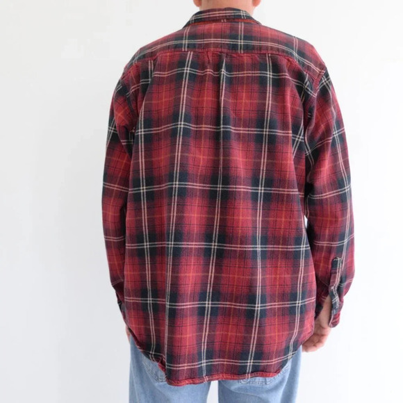 Vintage 90S Field And Stream Red And Black Checker Button Up  Thick Cotton Shirt - Picture 2 of 13
